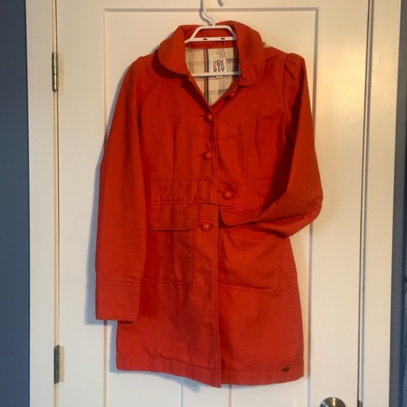 ROXY orange trench style coat. Size small. - Picture 5 of 7